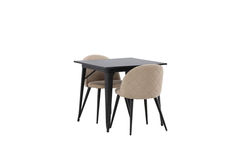 Tempe Matgrupp 80 cm Rektangulär med 2 Velvet stolar - Beige - Möbler - Bord & matgrupp - Matgrupp