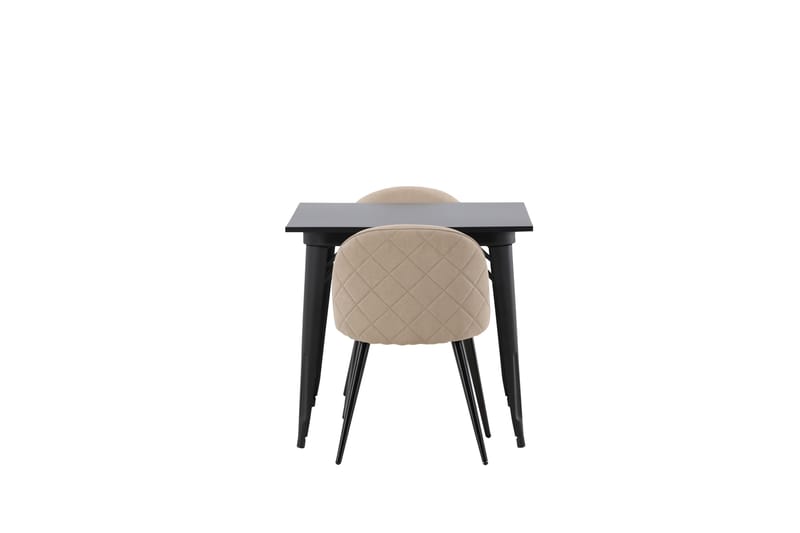 Tempe Matgrupp 80 cm Rektangulär med 2 Velvet stolar - Beige - Möbler - Bord & matgrupp - Matgrupp