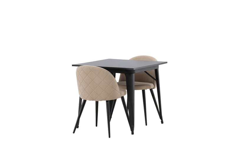 Tempe Matgrupp 80 cm Rektangulär med 2 Velvet stolar - Beige - Möbler - Bord & matgrupp - Matgrupp