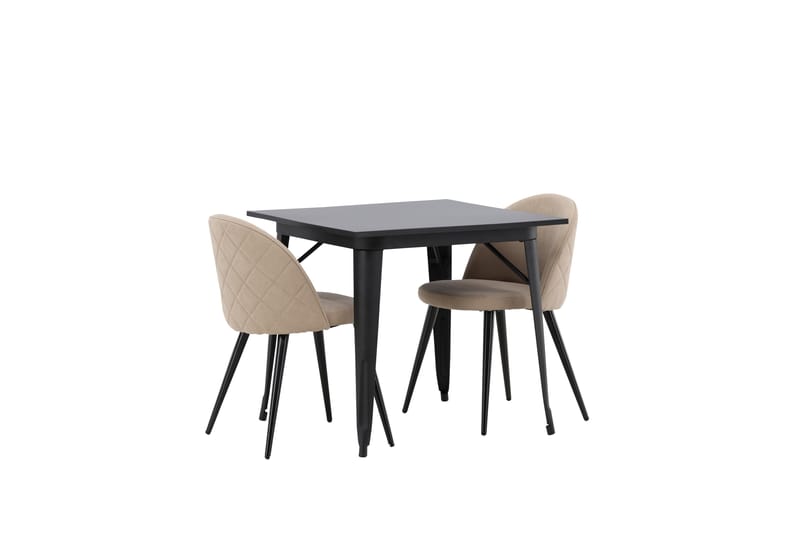 Tempe Matgrupp 80 cm Rektangulär med 2 Velvet stolar - Beige - Möbler - Bord & matgrupp - Matgrupp
