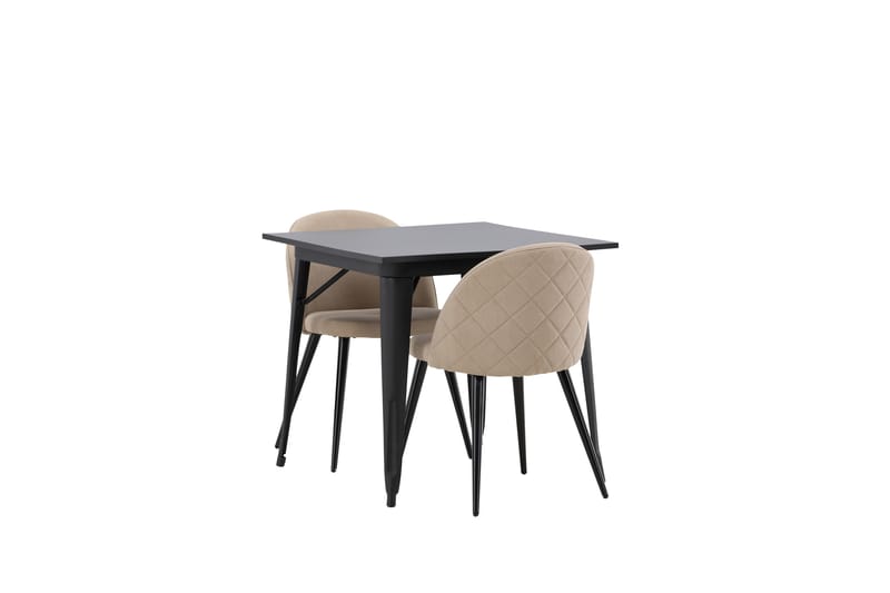 Tempe Matgrupp 80 cm Rektangulär med 2 Velvet stolar - Beige - Möbler - Bord & matgrupp - Matgrupp
