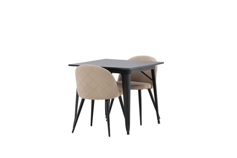 Tempe Matgrupp 80 cm Rektangulär med 2 Velvet stolar - Beige - Möbler - Bord & matgrupp - Matgrupp