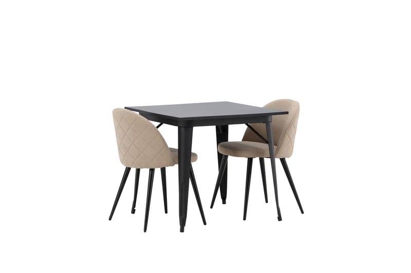 Tempe Matgrupp 80 cm Rektangulär med 2 Velvet stolar - Beige - Möbler - Bord & matgrupp - Matgrupp