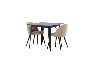 Tempe Matgrupp 80 cm Rektangulär med 2 Velvet stolar - Beige - Möbler - Bord & matgrupp - Matgrupp