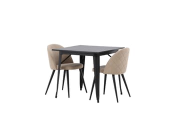 Tempe Matgrupp 80 cm Rektangulär med 2 Velvet stolar - Beige - Möbler - Bord & matgrupp - Matgrupp