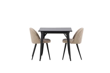 Tempe Matgrupp 80 cm Rektangulär med 2 Velvet stolar - Beige - Möbler - Bord & matgrupp - Matgrupp
