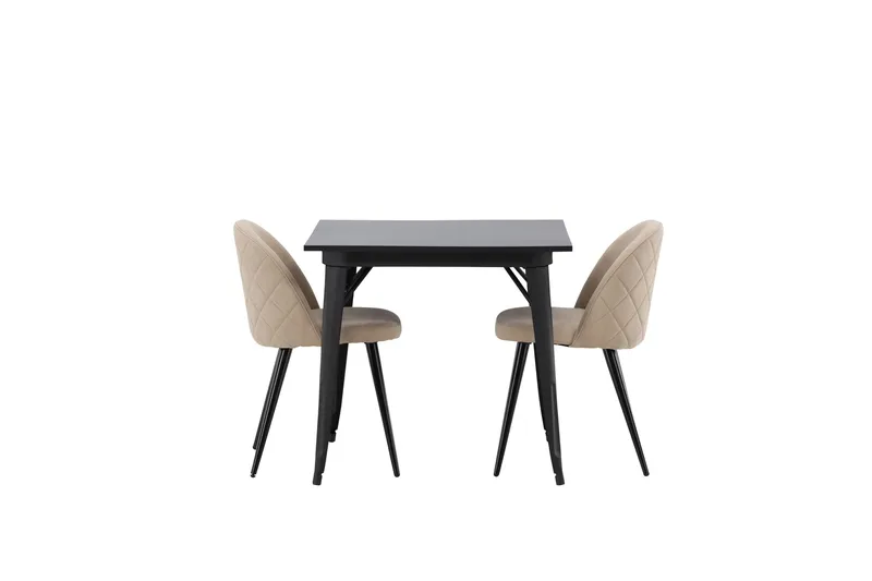 Tempe Matgrupp 80 cm Rektangulär med 2 Velvet stolar - Beige - Möbler - Bord & matgrupp - Matgrupp