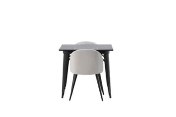 Tempe Matgrupp 80 cm Rektangulär med 2 Velvet stolar - Svart - Möbler - Bord & matgrupp - Matgrupp