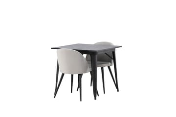 Tempe Matgrupp 80 cm Rektangulär med 2 Velvet stolar - Svart - Möbler - Bord & matgrupp - Matgrupp