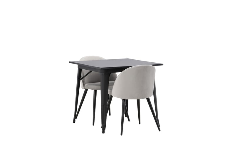 Tempe Matgrupp 80 cm Rektangulär med 2 Velvet stolar - Svart - Möbler - Bord & matgrupp - Matgrupp
