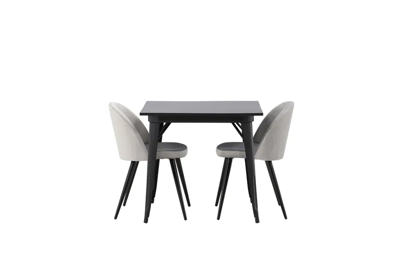 Tempe Matgrupp 80 cm Rektangulär med 2 Velvet stolar - Svart - Möbler - Bord & matgrupp - Matgrupp