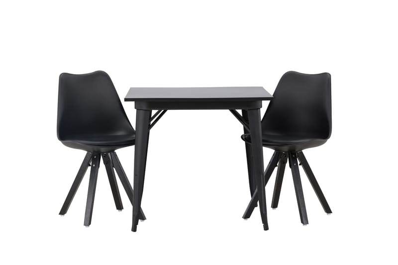 Tempe Matgrupp 80 cm Rektangulär med 2 Zeno stolar, Svart