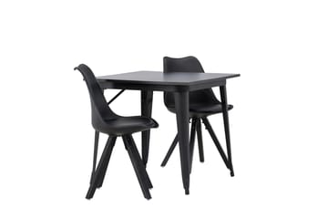 Tempe Matgrupp 80 cm Rektangulär med 2 Zeno stolar - Svart - Möbler - Bord & matgrupp - Matgrupp