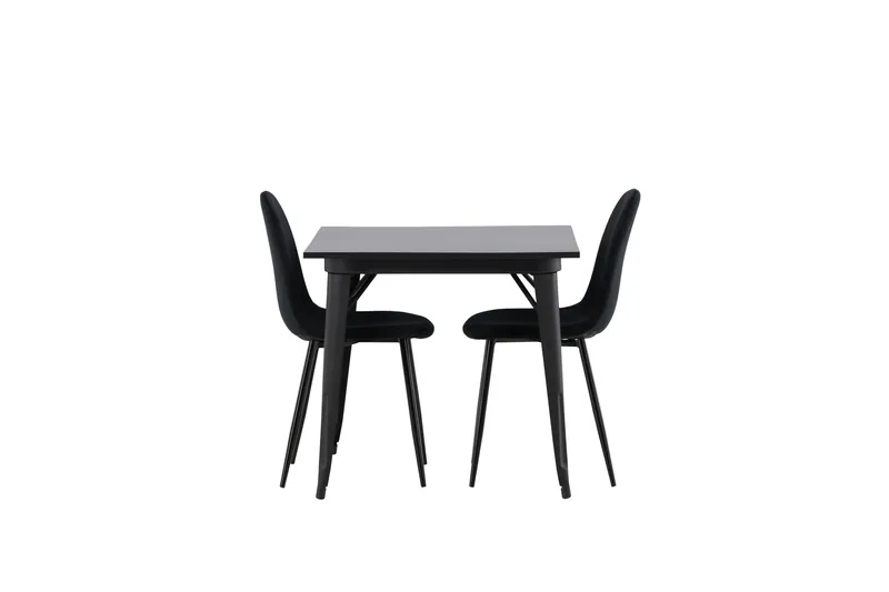 Tempe Matgrupp 80 cm Rektangulär med 2 Polar stolar, Svart