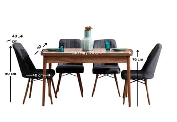 Teral Matgrupp Förlängningsbar 130-170 cm med 4 Stolar - Möbler - Bord & matgrupp - Matgrupp
