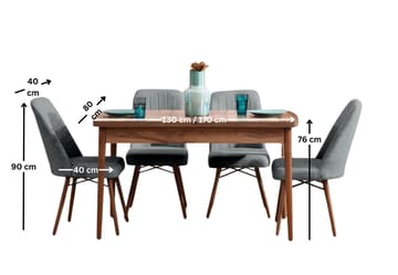 Teral Matgrupp Förlängningsbar 130-170 cm med 4 Stolar - Möbler - Bord & matgrupp - Matgrupp