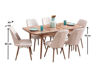 Teral Matgrupp Förlängningsbar 130-170 cm med 6 Stolar - Möbler - Bord & matgrupp - Matgrupp