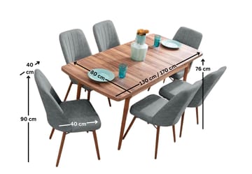 Teral Matgrupp Förlängningsbar 130-170 cm med 6 Stolar - Möbler - Bord & matgrupp - Matgrupp