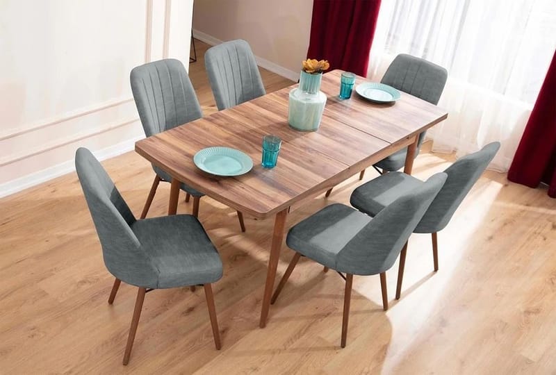 Teral Matgrupp Förlängningsbar 130-170 cm med 6 Stolar - Möbler - Bord & matgrupp - Matgrupp