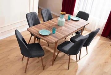 Teral Matgrupp Förlängningsbar 130-170 cm med 6 Stolar - Möbler - Bord & matgrupp - Matgrupp