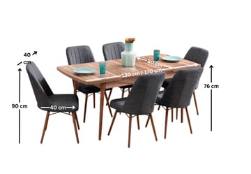 Teral Matgrupp Förlängningsbar 130-170 cm med 6 Stolar - Möbler - Bord & matgrupp - Matgrupp