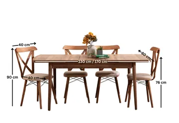 Toolenpas Matgrupp Bord 130 cm + 4 Stolar - Brun - Möbler - Bord & matgrupp - Matgrupp