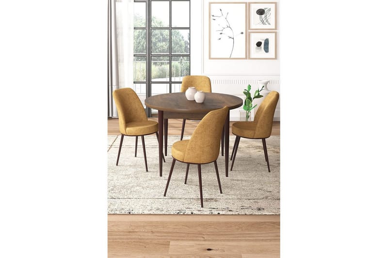 Tor Matgrupp 4-sits - Brun/Sennepsgul - Möbler - Bord & matgrupp - Matgrupp