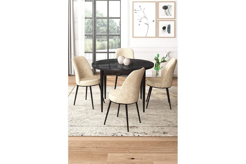 Tor Matgrupp 4-sits - Svart/Beige - Möbler - Bord & matgrupp - Matgrupp