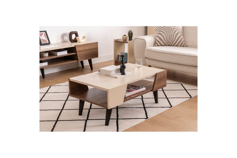 Torin Soffbord 90 cm - Valnöt/Beige - Möbler - Bord & matgrupp - Soffbord