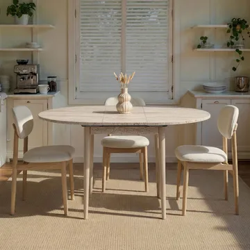Tralven Matbord 131 cm Rund - Travertin Och Ek - Möbler - Bord & matgrupp - Matbord & köksbord