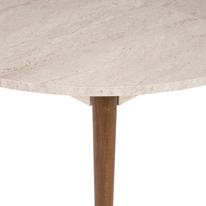 Tralven Matbord 131 cm Rund - Travertin Och Valnöt - Möbler - Bord & matgrupp - Matbord & köksbord