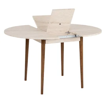 Tralven Matbord 131 cm Rund - Travertin Och Valnöt - Möbler - Bord & matgrupp - Matbord & köksbord