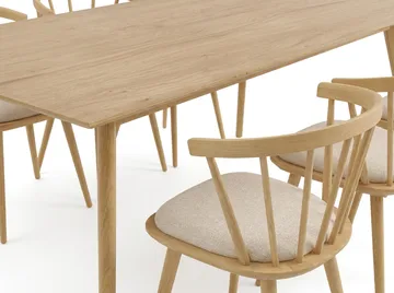 Tyrö Matgrupp 190 cm Ek med 6 st Tyrö Karmstolar med Dyna - Ek - Möbler - Bord & matgrupp - Matgrupp
