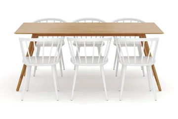 Tyrö Matgrupp 190 cm med 6 st Tyrö Karmstolar - Ek|Vit - Möbler - Bord & matgrupp - Matgrupp