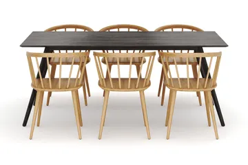 Tyrö Matgrupp 190 cm med 6 st Tyrö Karmstolar - Rökt ek|Ek - Möbler - Bord & matgrupp - Matgrupp