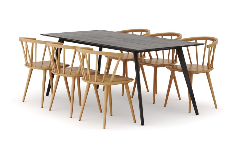 Tyrö Matgrupp 190 cm med 6 st Tyrö Karmstolar - Rökt ek|Ek - Möbler - Bord & matgrupp - Matgrupp