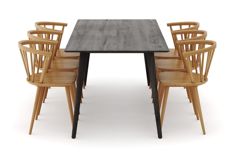Tyrö Matgrupp 190 cm med 6 st Tyrö Karmstolar - Rökt ek|Ek - Möbler - Bord & matgrupp - Matgrupp