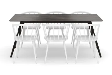 Tyrö Matgrupp 190 cm med 6 st Tyrö Karmstolar - Rökt ek|Vit - Möbler - Bord & matgrupp - Matgrupp