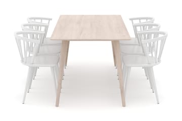 Tyrö Matgrupp 190 cm med 6 st Tyrö Karmstolar - Vitlaserad ek|Vit - Möbler - Bord & matgrupp - Matgrupp
