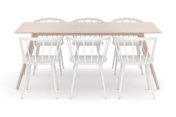 Tyrö Matgrupp 190 cm med 6 st Tyrö Karmstolar - Vitlaserad ek|Vit - Möbler - Bord & matgrupp - Matgrupp