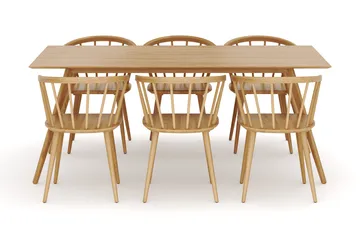 Tyrö Matgrupp med 6 st Tyrö Karmstolar - Oak/Oak - Möbler - Bord & matgrupp - Matgrupp