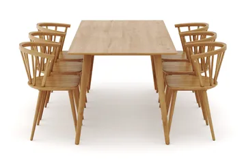 Tyrö Matgrupp med 6 st Tyrö Karmstolar - Oak/Oak - Möbler - Bord & matgrupp - Matgrupp