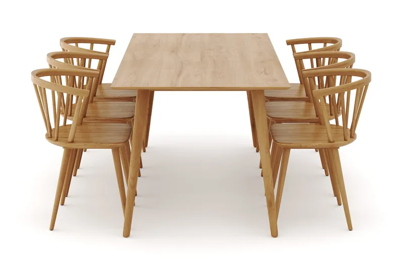 Tyrö Matgrupp med 6 st Tyrö Karmstolar - Oak/Oak - Möbler - Bord & matgrupp - Matgrupp
