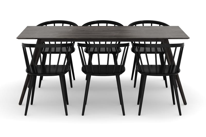 Tyrö Matgrupp med 6 st Tyrö Karmstolar - Smoked Oak/Black - Möbler - Bord & matgrupp - Matgrupp