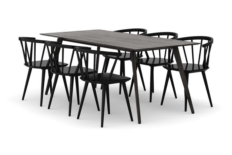 Tyrö Matgrupp med 6 st Tyrö Karmstolar, Smoked Oak/Black
