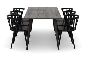 Tyrö Matgrupp med 6 st Tyrö Karmstolar - Smoked Oak/Black - Möbler - Bord & matgrupp - Matgrupp
