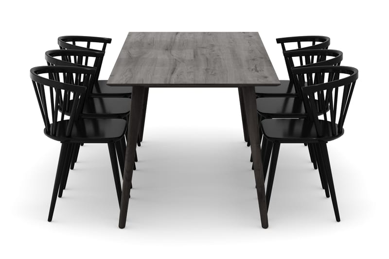 Tyrö Matgrupp med 6 st Tyrö Karmstolar - Smoked Oak/Black - Möbler - Bord & matgrupp - Matgrupp