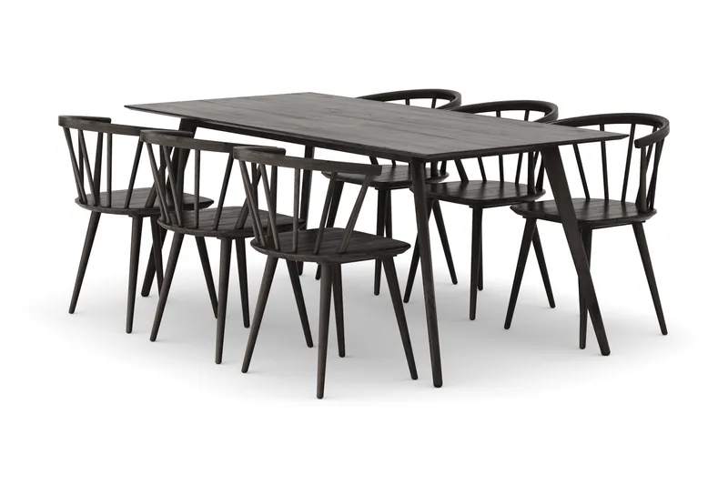 Tyrö Matgrupp med 6 st Tyrö Karmstolar - Smoked Oak/Smoked Oak - Möbler - Bord & matgrupp - Matgrupp