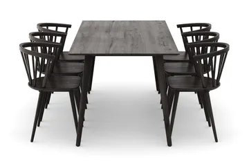 Tyrö Matgrupp med 6 st Tyrö Karmstolar - Smoked Oak/Smoked Oak - Möbler - Bord & matgrupp - Matgrupp