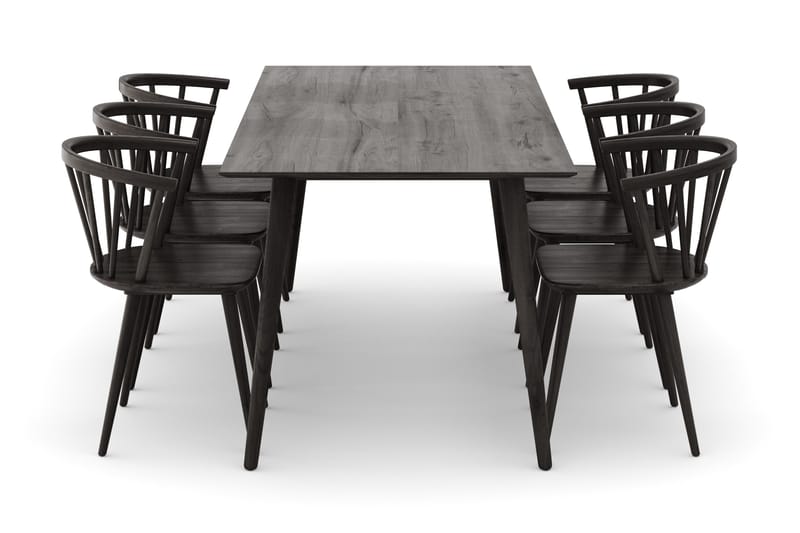 Tyrö Matgrupp med 6 st Tyrö Karmstolar - Smoked Oak/Smoked Oak - Möbler - Bord & matgrupp - Matgrupp